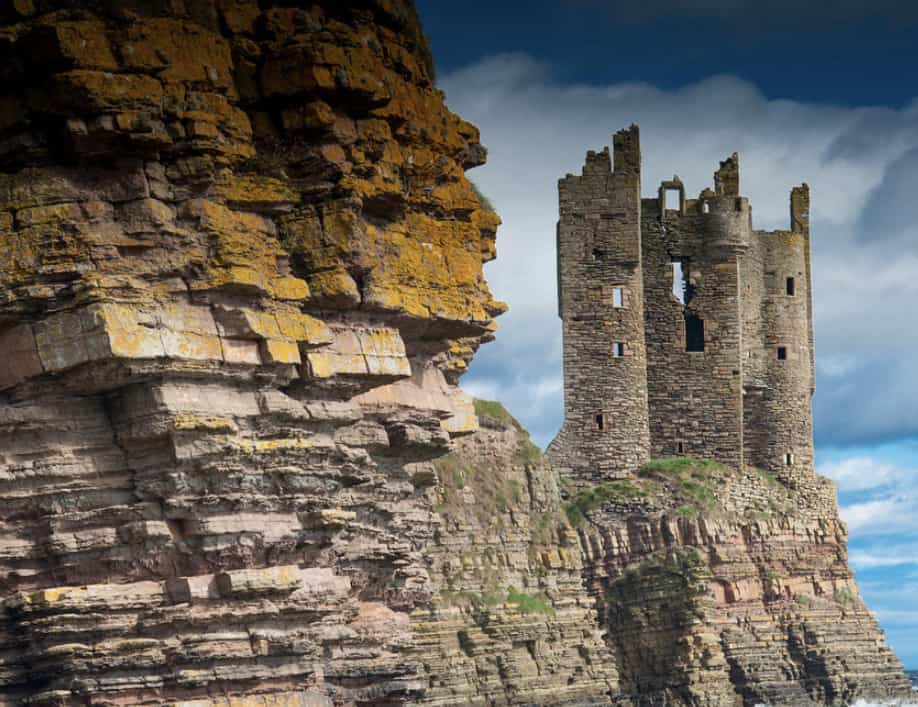 Abandoned and ruined Keiss Castle in Scotland 